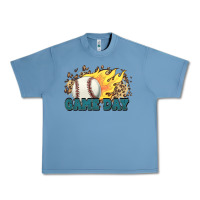 Pebble Blue game day baseball leopard flames fireball Urban Heavy Tee - HowdyJamesFarm
