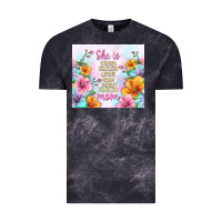Cloud Black she is mom with flowers Vintage Tee - TumblerDesignByShophia