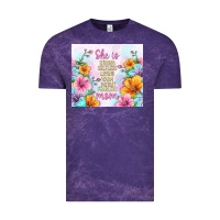 Cloud Purple she is mom with flowers Vintage Tee - TumblerDesignByShophia
