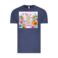 Vintage Denim she is mom with flowers Vintage Tee - TumblerDesignByShophia