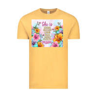 Vintage Mustard she is mom with flowers Vintage Tee - TumblerDesignByShophia