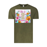 Vintage Olive she is mom with flowers Vintage Tee - TumblerDesignByShophia