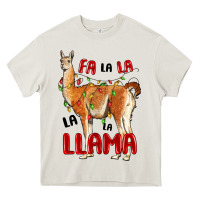 Cream christmas llama Heavy Core Tee - LillyAllenDesigns