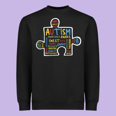 Autism Puzzle Piece Words Autistic Heavyweight Sweatshirt Designed By Cowhidedigitalart