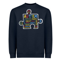 Navy Autism Puzzle Piece Words Autistic Heavyweight Sweatshirt - CowhideDigitalArt