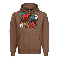 Chestnut leopard baseball mama Mother's Day Zipper Hoodie - LillyAllenDesigns