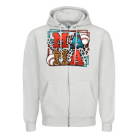 Dove Grey leopard baseball mama Mother's Day Zipper Hoodie - LillyAllenDesigns