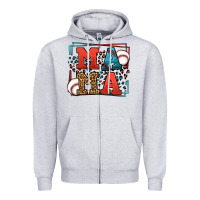 Heather Grey leopard baseball mama Mother's Day Zipper Hoodie - LillyAllenDesigns