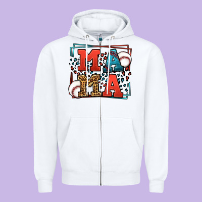 Leopard Baseball Mama Mother's Day Zipper Hoodie Designed By Lillyallendesigns