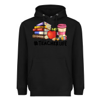 Black teacher life with books  pen and coffee Heavyweight Hoodie - Artiststas