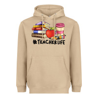 Mushroom teacher life with books  pen and coffee Heavyweight Hoodie - Artiststas