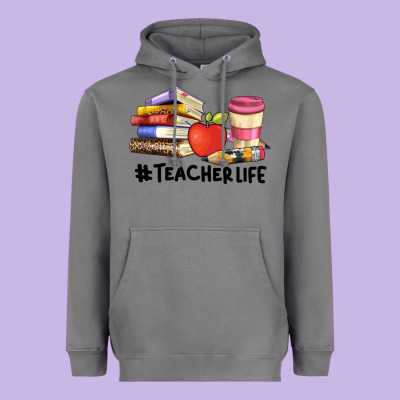 Teacher Life With Books  Pen And Coffee Heavyweight Hoodie Designed By Artiststas