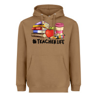 Toasted Coconut teacher life with books  pen and coffee Heavyweight Hoodie - Artiststas