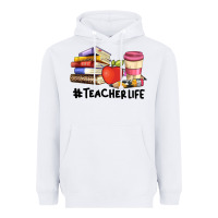 White teacher life with books  pen and coffee Heavyweight Hoodie - Artiststas