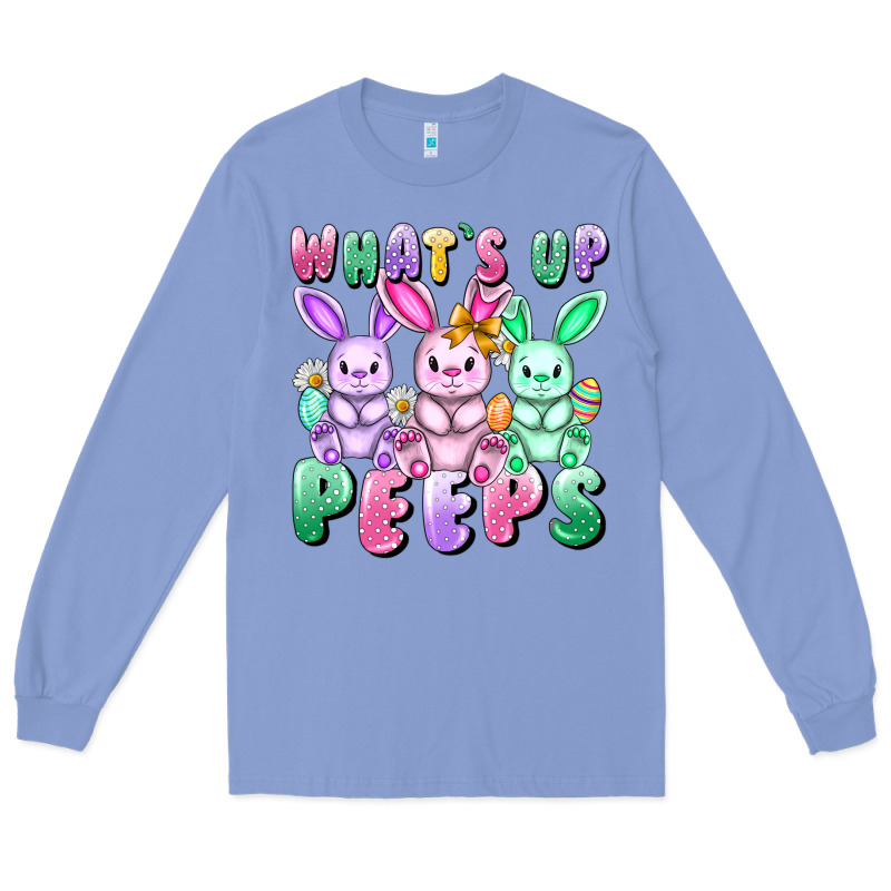 What's Up Peeps Easter Bunnies Easter Day Long Sleeve Tee by CowGirlArtShop | Teevron