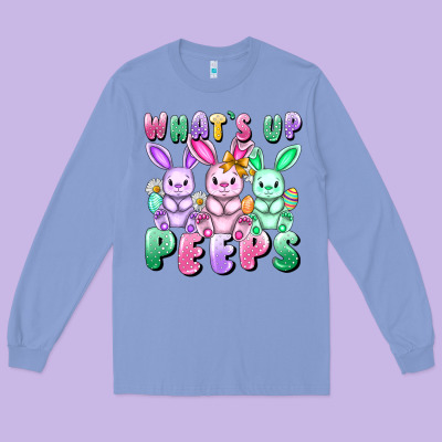 What's Up Peeps Easter Bunnies Easter Day Long Sleeve Tee Designed By Cowgirlartshop