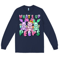 Navy What's up peeps Easter bunnies Easter Day Long Sleeve Tee - CowGirlArtShop