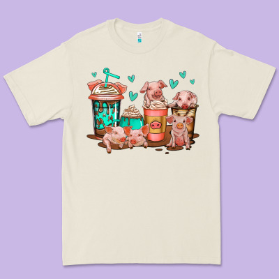 Cute Pigs Coffee Premium Tee Designed By Jasminsmagicworld