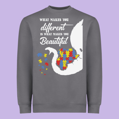 Autism Different Makes You Beautiful Heavyweight Sweatshirt Designed By Cowhidedigitalart