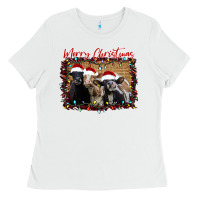 White Merry Christmas Cows Ladies Tee - Bettercallsaul