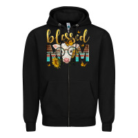 Black Western Blessed Mom Baby Calf Mother's Day Zipper Hoodie - LillyAllenDesigns