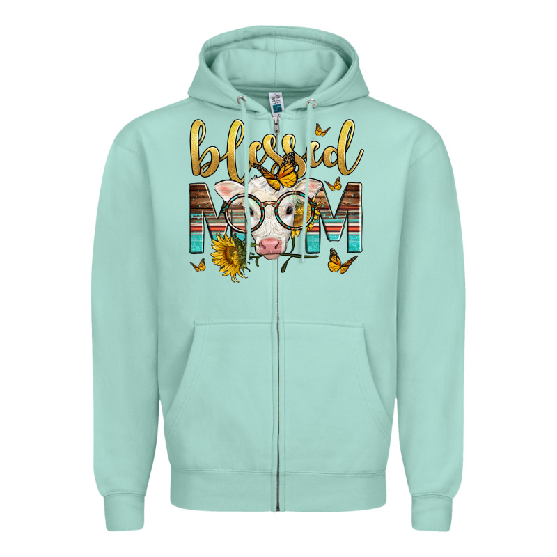 Western Blessed Mom Baby Calf Mother's Day Zipper Hoodie by LillyAllenDesigns | Teevron