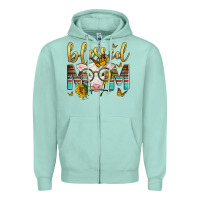 Seafoam Western Blessed Mom Baby Calf Mother's Day Zipper Hoodie - LillyAllenDesigns