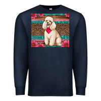 Navy standart poodle floral Premium Sweatshirt - Artiststas