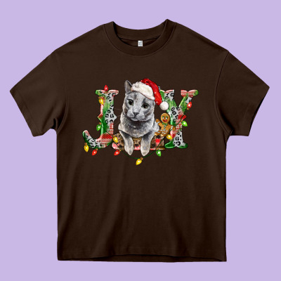 Russian Blue Cat Joy Heavy Core Tee Designed By Lillyallendesigns