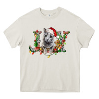 Cream Russian Blue Cat Joy Heavy Core Tee - LillyAllenDesigns