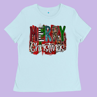 Merry Christmas Buffalo Plaid Leopard Ladies Tee Designed By Bettercallsaul