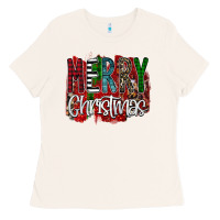 Bone Merry Christmas Buffalo Plaid Leopard Ladies Tee - Bettercallsaul