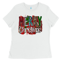 White Merry Christmas Buffalo Plaid Leopard Ladies Tee - Bettercallsaul