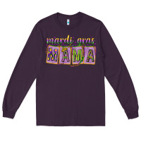 Plum Mardi Gras Mama with Beads Long Sleeve Tee - HowdyJamesFarm