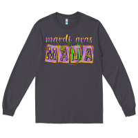 Smoke Mardi Gras Mama with Beads Long Sleeve Tee - HowdyJamesFarm