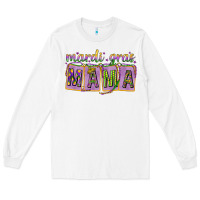 White Mardi Gras Mama with Beads Long Sleeve Tee - HowdyJamesFarm