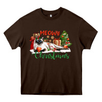 Chocolate Brown siamese cat meowy christmas Heavy Core Tee - LillyAllenDesigns