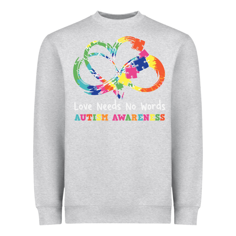 Love Needs No Words Heart Puzzle Autism Heavyweight Sweatshirt by CowhideDigitalArt | Teevron
