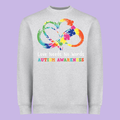 Love Needs No Words Heart Puzzle Autism Heavyweight Sweatshirt Designed By Cowhidedigitalart
