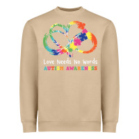 Mushroom Love Needs No Words Heart Puzzle Autism Heavyweight Sweatshirt - CowhideDigitalArt