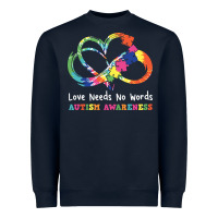 Navy Love Needs No Words Heart Puzzle Autism Heavyweight Sweatshirt - CowhideDigitalArt