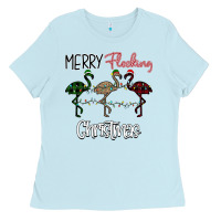 Baby Blue Merry Flocking Christmas Ladies Tee - Bettercallsaul