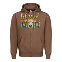 Chestnut Western Blessed Mom Charolais Bull Mother's Day Zipper Hoodie - LillyAllenDesigns