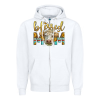 White Western Blessed Mom Charolais Bull Mother's Day Zipper Hoodie - LillyAllenDesigns