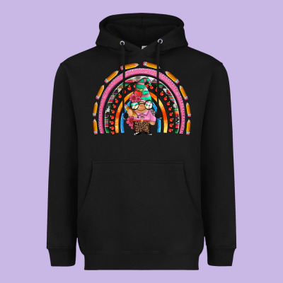 Teacher Gnome Rainbow Heavyweight Hoodie Designed By Artiststas