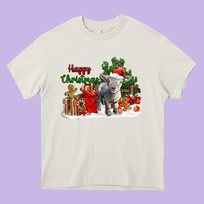 Happy Christmas Southdown Baby Sheep Heavy Core Tee Designed By Lillyallendesigns