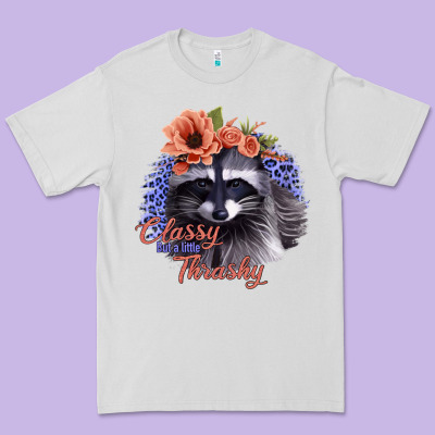 Classy But A Little Thrashy Raccoon With Flowers Premium Tee Designed By Bettercallsaul