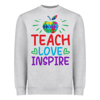 Heather Grey teach love inspire Heavyweight Sweatshirt - CowhideDigitalArt