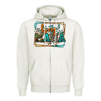 Oatmeal Heather leopard camo boy mama Mother's Day Zipper Hoodie - LillyAllenDesigns