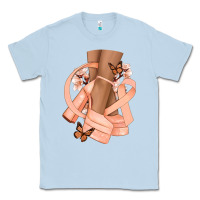 Dusty Blue Cancer diva peach ribbon Classic Tee - NancyCooperArtShop
